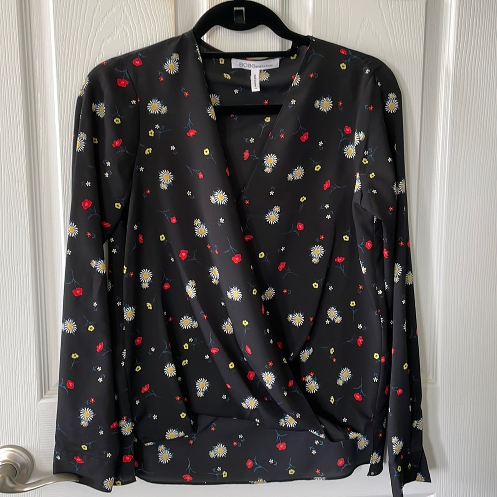 BCBGeneration Black Floral Blouse